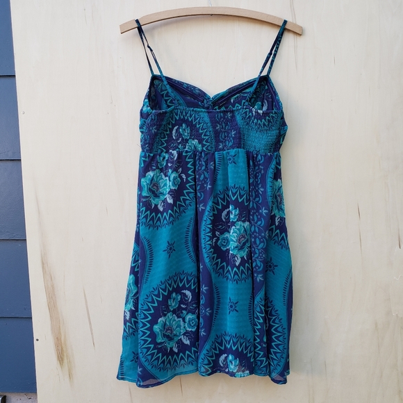 Free People Blue Babydoll Bust Twist Print Dress S - Picture 10 of 15